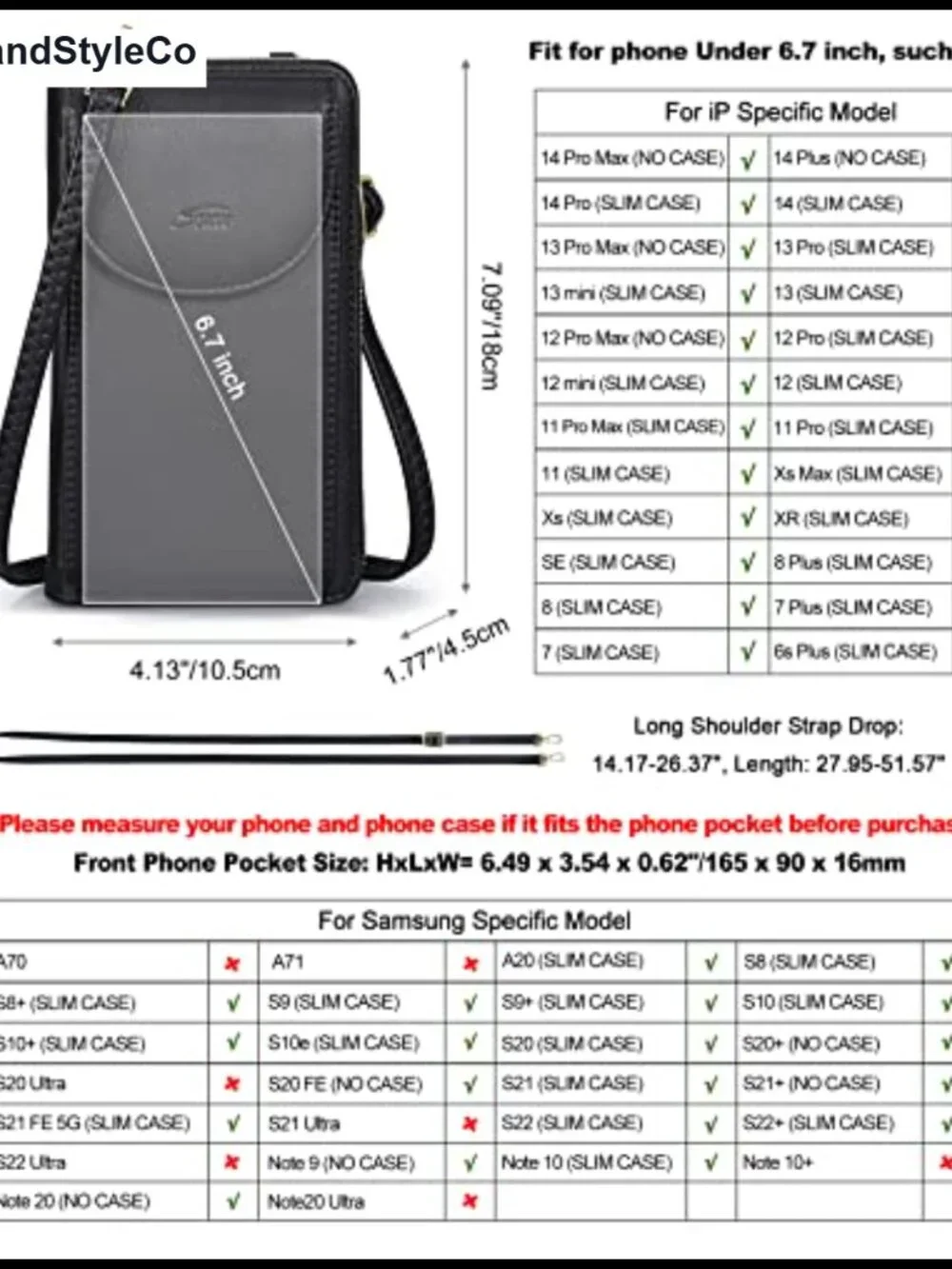 Small Crossbody Bag for Women RFID Blocking Phone Purse Vegan Leather Wallet